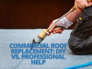 A team of professionals replacing a commercial roof.